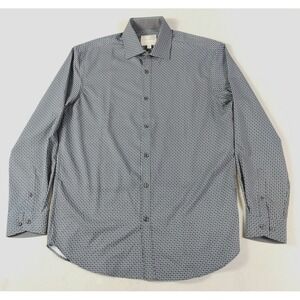 CON.STRUCT Dress Shirt Mens M 15-15.5 Blue Geometric Slim Fit‎ Stretch Office